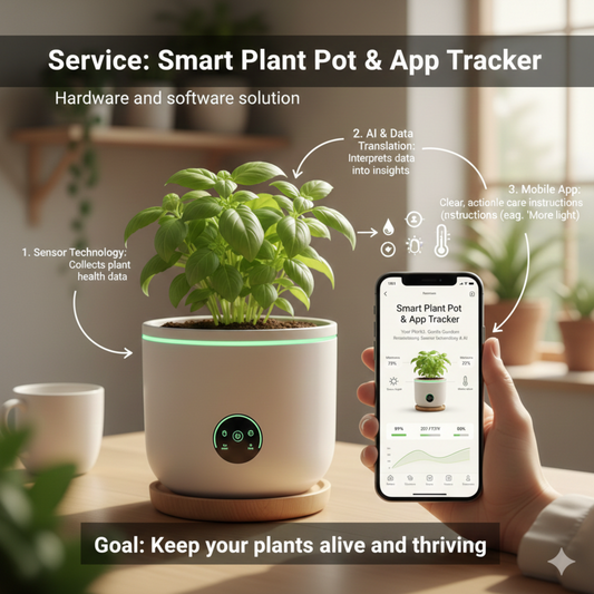 Smart plant pot business kit by Coremet Ltd, including app, product, and complete system for starting a smart plant business.
