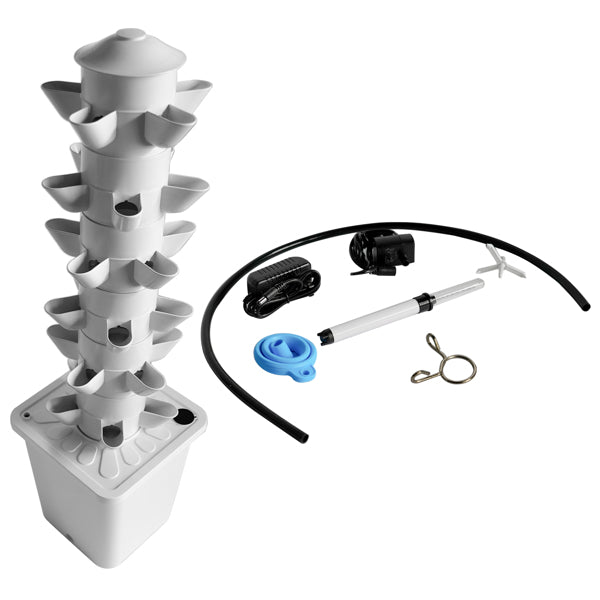 White hydroponic indoor planting system business kit by Coremet Ltd, featuring a compact setup for growing plants indoors.