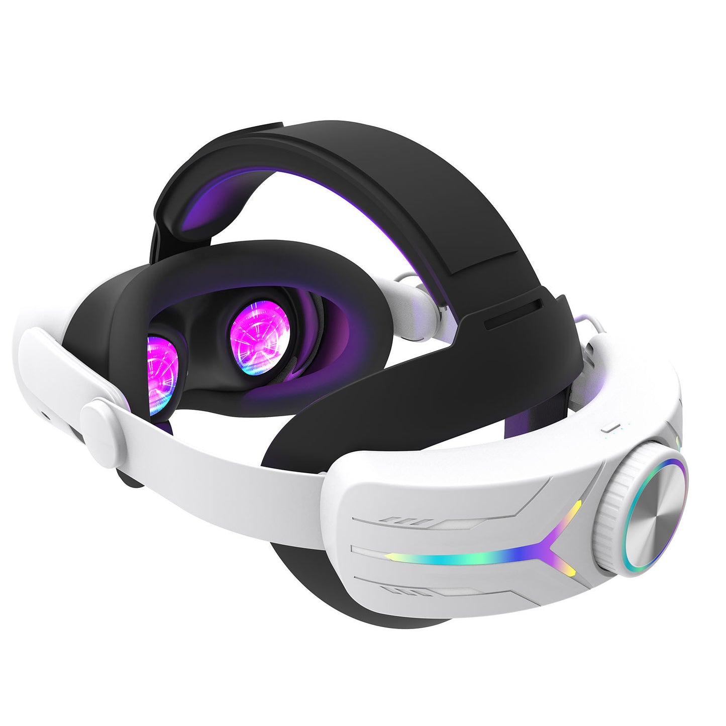 Coremet Ltd VR headset with built-in 8000mAh power bank, ideal for business kits, shown with adjustable head straps and display.