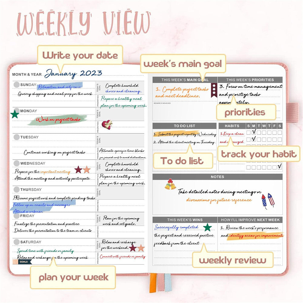 Coremet Ltd Jubtic A5 weekly and monthly planner in non-dated business kit with pages and cover visible.