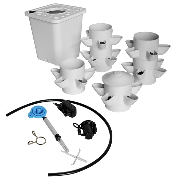 White hydroponic indoor planting system business kit by Coremet Ltd featuring a compact, modern setup for growing plants indoors.