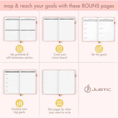 Coremet Ltd Jubtic A5 weekly and monthly planner in business kit, non-dated with pages for organizing weekly and monthly schedules.