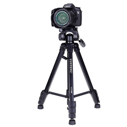 Yunteng 668 tripod camera stand compatible with Apple devices, suitable for SLR cameras and business photography setups.
