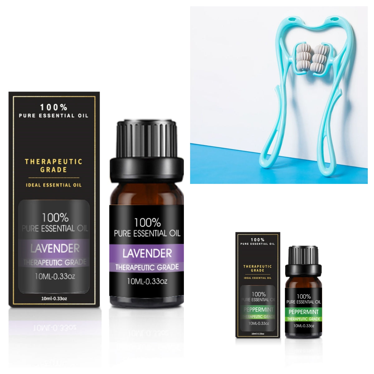 Organic essential oils gift set from Coremet Ltd with multiple small bottles in a business aromatherapy collection.