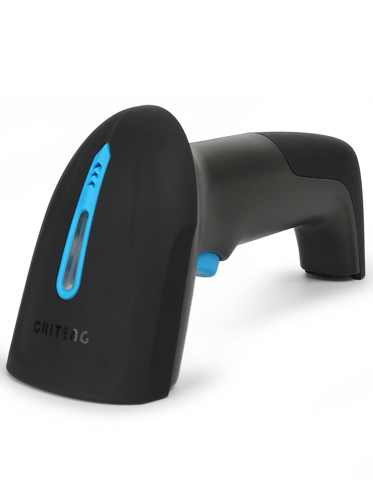 Wireless barcode scanner from Coremet Ltd, part of business kits, shown in a professional retail or office setting.