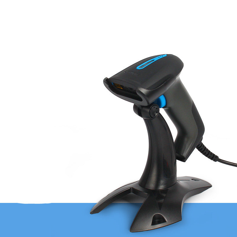 Wireless barcode scanner from Coremet Ltd, part of Business Kits, shown in a professional office setting.
