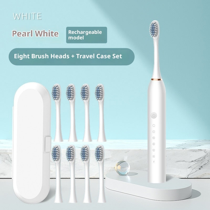 Coremet Ltd rechargeable electric toothbrush with soft bristles, part of a business kit, shown with brush head and charging base.