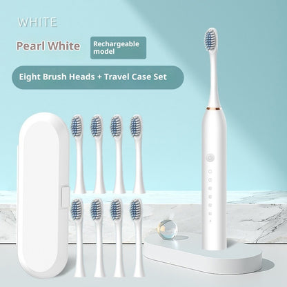 Coremet Ltd rechargeable electric toothbrush with soft bristles, part of a business kit, shown with brush head and charging base.