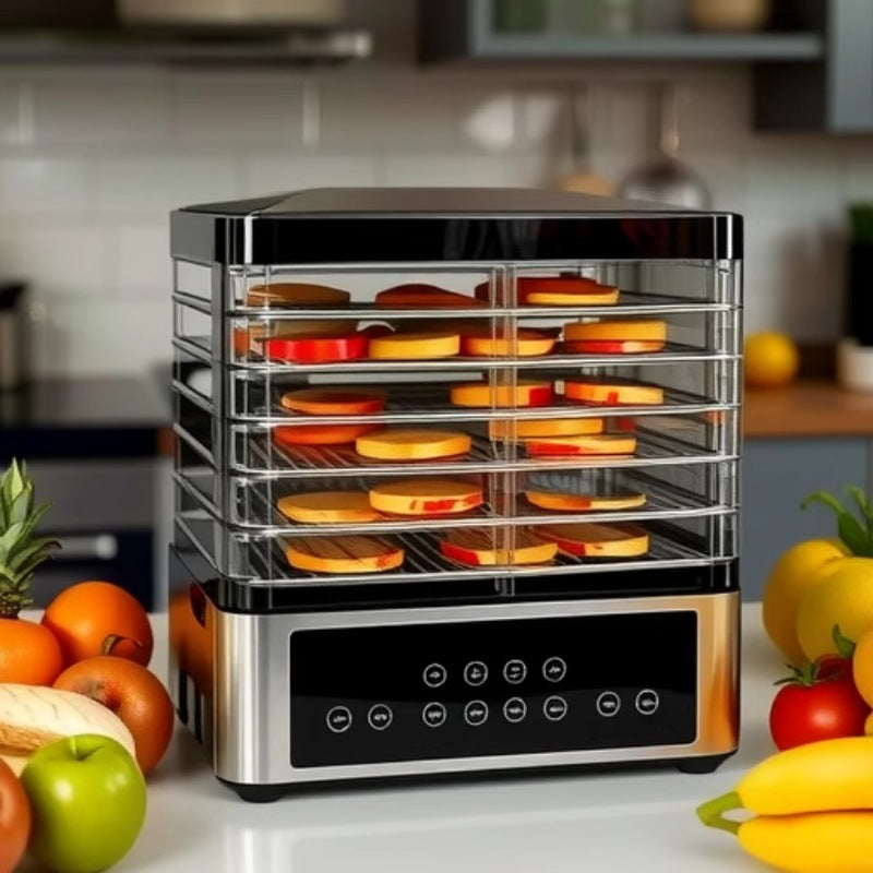 Stainless steel food dehydrator by Coremet Ltd with multiple drying trays for fruit and snack dehydration in business kitchen kit