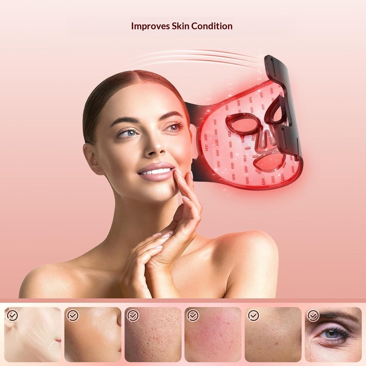 Coremet Ltd silicone red-light LED photon facial beauty mask for the face, part of household skincare business kit, with red light therapy.