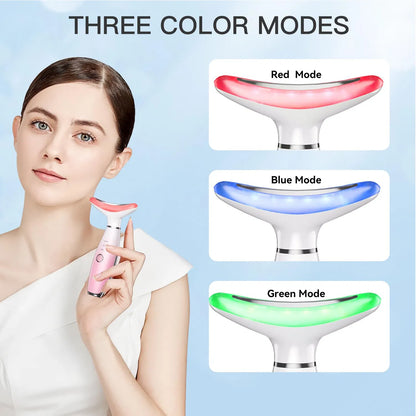Coremet Ltd Neck Face Massager with thermal, vibration, and 3-in-1 facial sculpting tool for skin care and face massage.