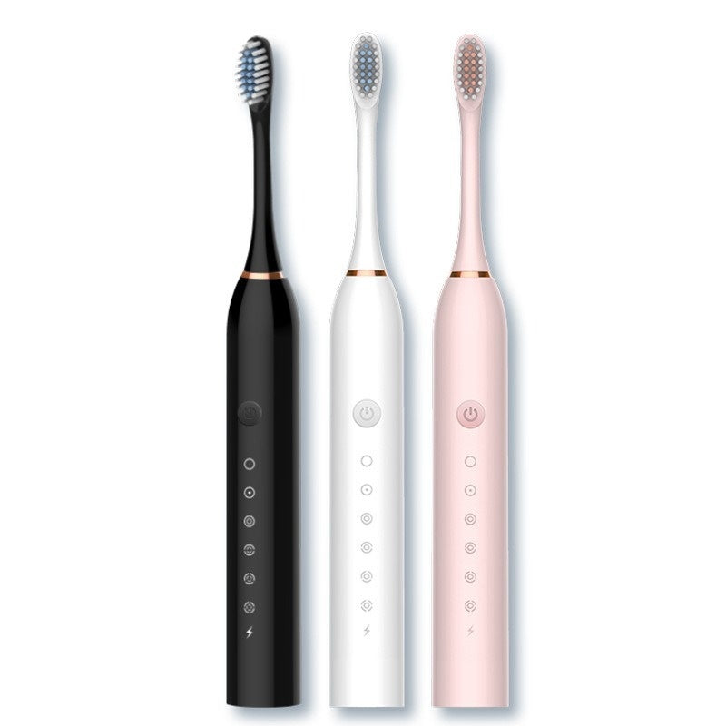 Coremet Ltd rechargeable electric toothbrush with soft bristles, part of business dental care kits, shown with charging base.