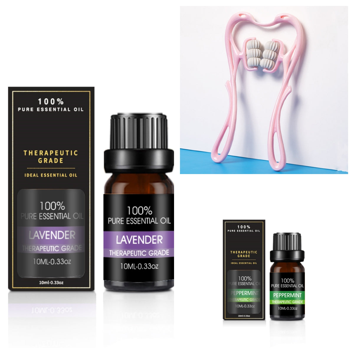 Coremet Ltd organic essential oils gift set with multiple small bottles, perfect for aromatherapy and natural wellness.
