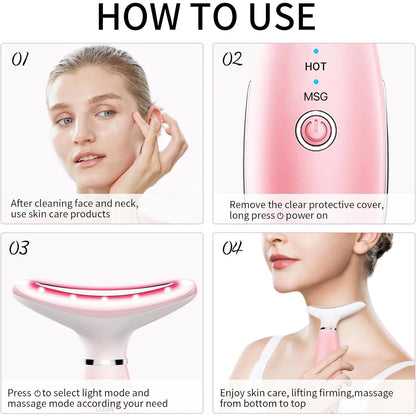 Coremet Ltd neck face massager, 3-in-1 facial sculpting tool with thermal and vibration features for skin care and face massage.
