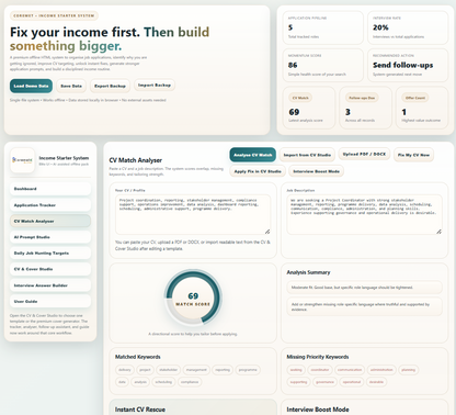 Digital download of CVMatchAnalyser by Coremet Ltd, a tool for analyzing and improving your CV for job applications.