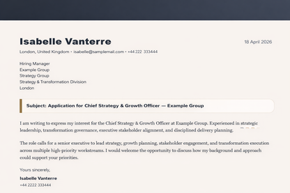 Digital download of a cover letter generated by Coremet Ltd's CV and Cover Letter Generator software.