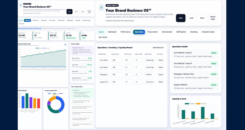 Business Dashboard & Plan