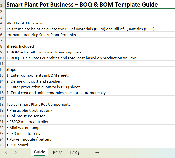Screenshot of Coremet Ltd's smart plant pot business kit app interface and system components for starting a smart plant business.