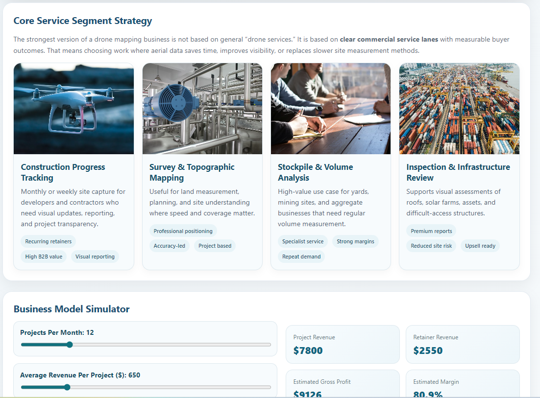 Screenshot of Coremet Ltd's drone mapping business kit with client management system and execution tools for building a high-income drone business.