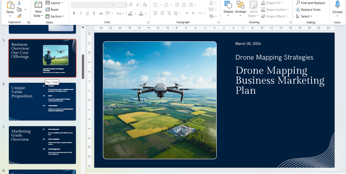 Screenshot of Coremet Ltd's drone mapping business kit, showing client management, system setup, and execution tools for high-income drone services.
