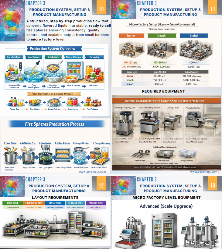 Screenshot of Create Cocktail Spheres and Build a Premium Product Business kit by Coremet Ltd, showing the complete business kit layout.