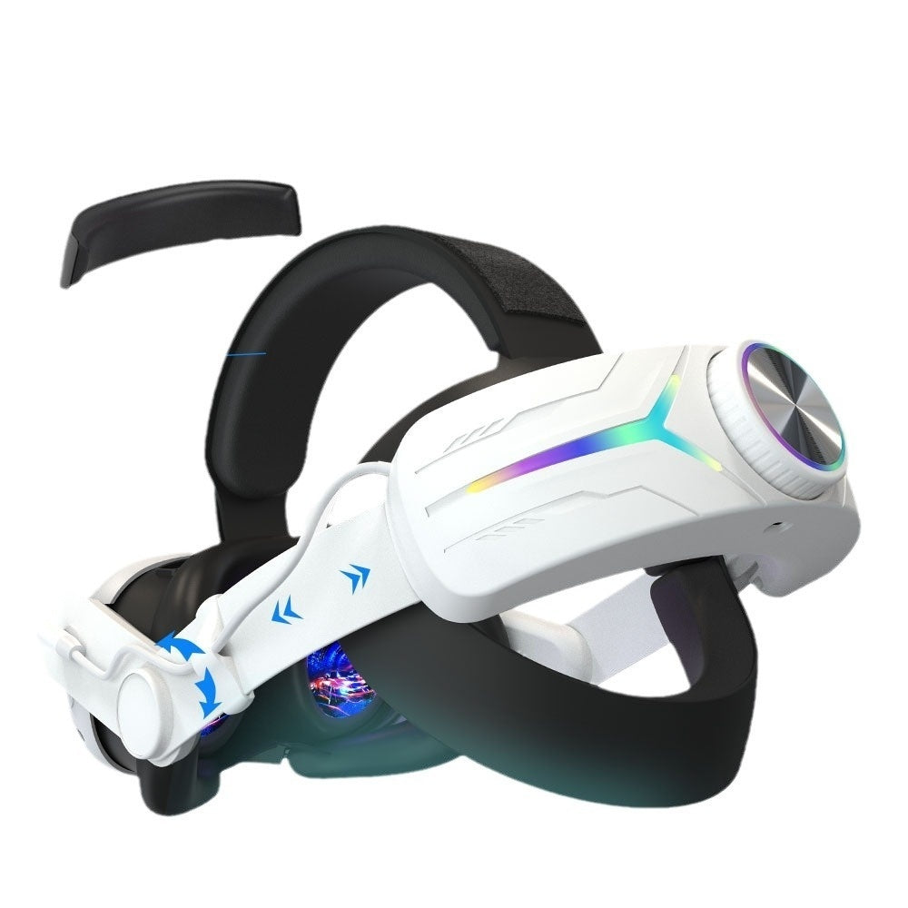 Coremet Ltd VR headset with built-in 8000mAh power bank, designed for business kits, shown with adjustable head straps and display screen.