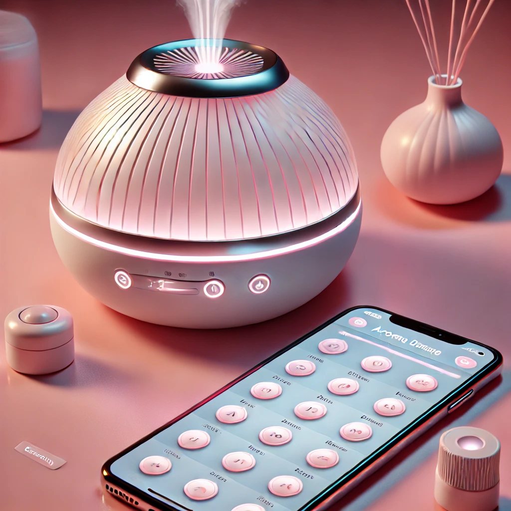 Coremet Ltd AI Aroma Diffuser Business Kit featuring a business plan document and app integration for smart product launch.