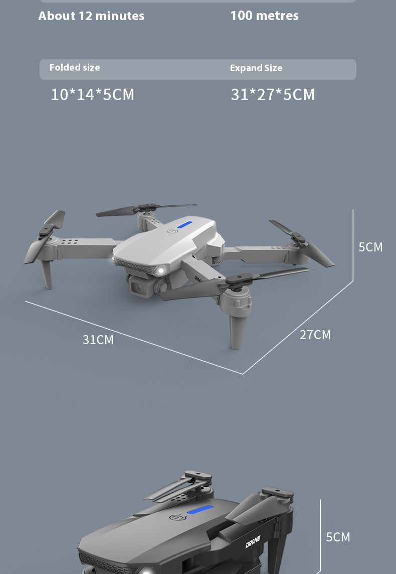 Foldable mini drone with aerial camera from Coremet Ltd, showing compact design and camera mounted for aerial photography.