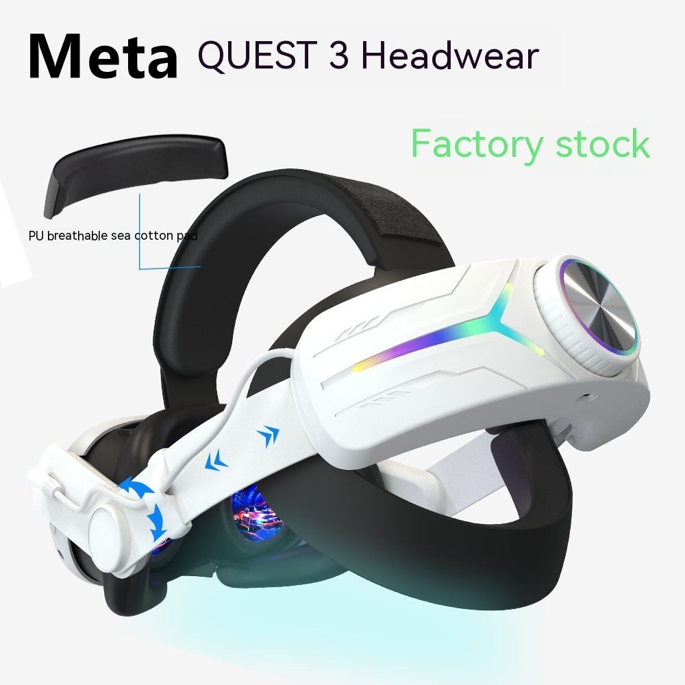 Coremet Ltd VR headset with built-in 8000mAh power bank, designed for business use, shown with adjustable head straps and display.