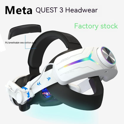 Coremet Ltd VR headset with built-in 8000mAh power bank, designed for business use, shown with adjustable head straps and display.