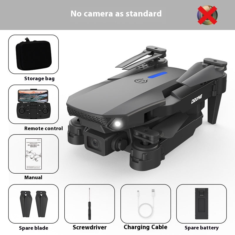 Foldable mini drone with aerial camera from Coremet Ltd, designed for business kits, showing the compact drone and camera in flight.