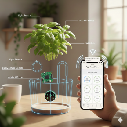 Coremet Ltd smart plant pot business kit including app, product, and system for starting a smart gardening venture.