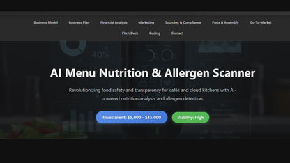 AI Nutrition & Allergen Data Analysis Business Kit - Launch a Data-Driven AI Service with App Setup
