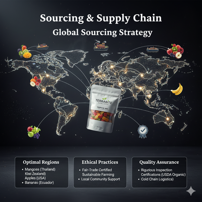 CoremetX dehydrated fruits business kit sourcing supply chain diagram for starting a product-based fruit business.